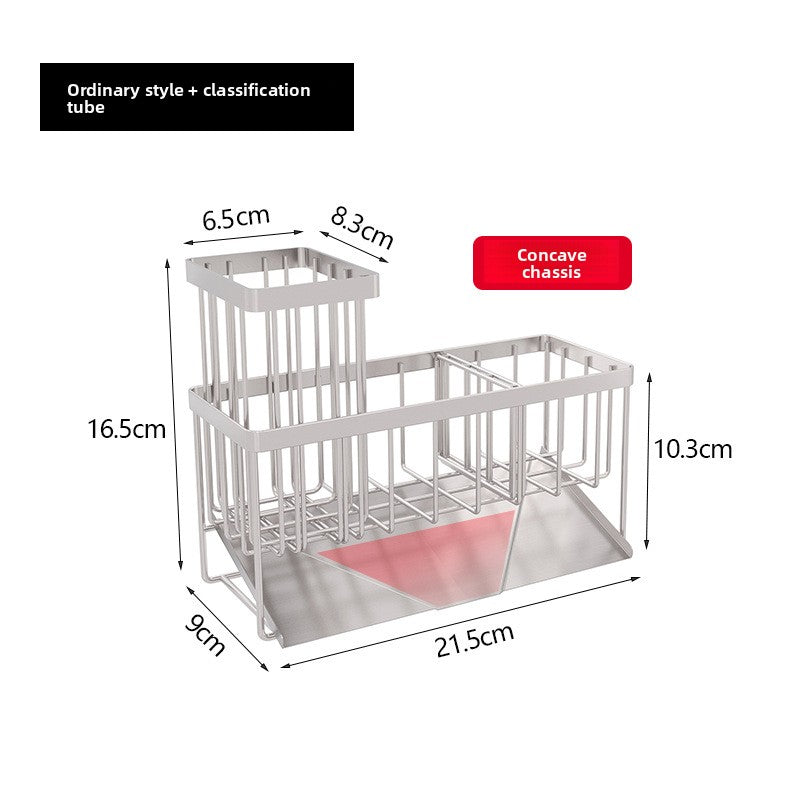 304 Stainless Steel Sponge Holder Sink Cloth Draining Rack Kitchen Supplies Countertop Multifunctional Storage Organizer
