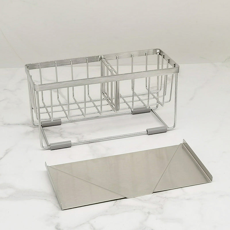 304 Stainless Steel Sponge Holder Sink Cloth Draining Rack Kitchen Supplies Countertop Multifunctional Storage Organizer