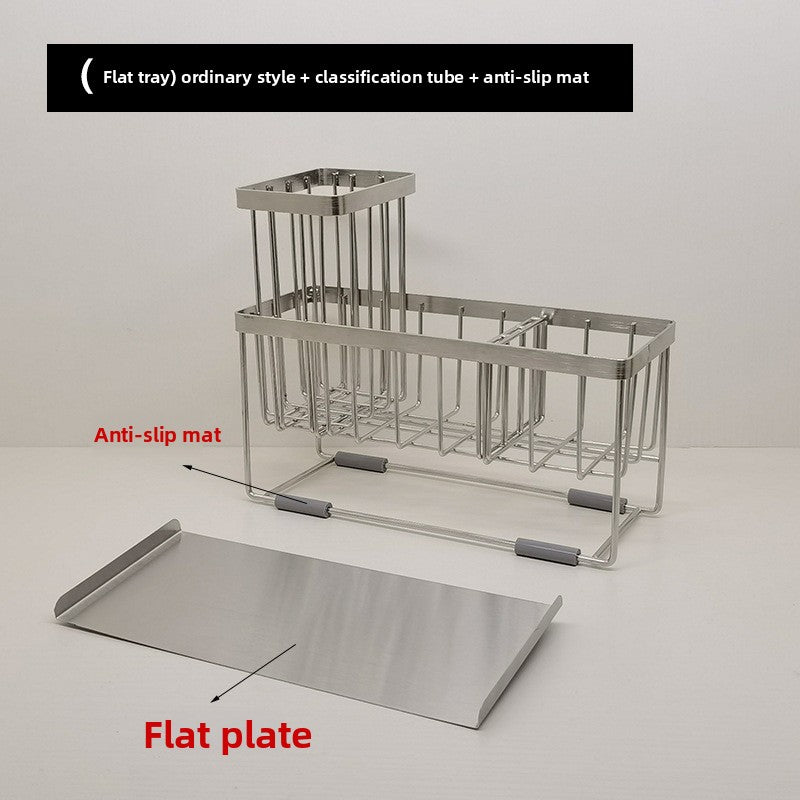 304 Stainless Steel Sponge Holder Sink Cloth Draining Rack Kitchen Supplies Countertop Multifunctional Storage Organizer