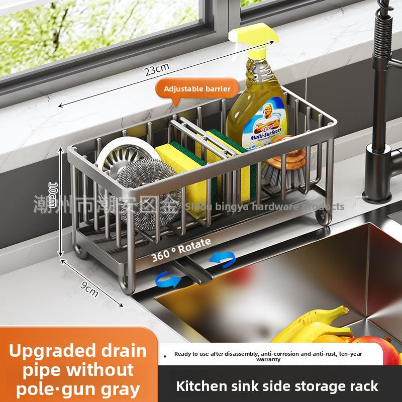 Dishcloth Rack Kitchen Storage Rack Sink Draining Basket Countertop Multifunctional Sponge Dishwashing Liquid Storage Rack