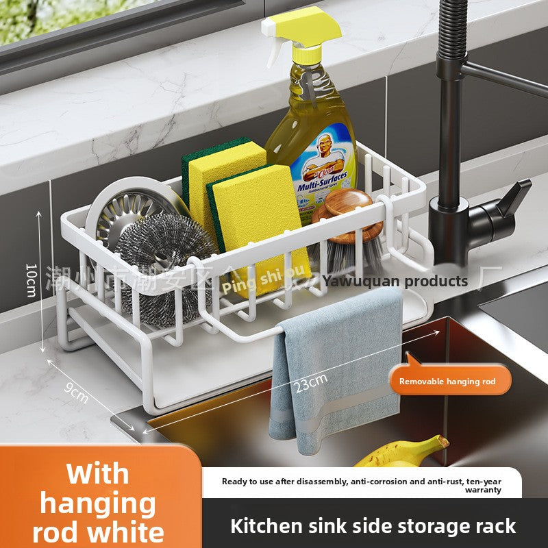 Dishcloth Rack Kitchen Storage Rack Sink Draining Basket Countertop Multifunctional Sponge Dishwashing Liquid Storage Rack