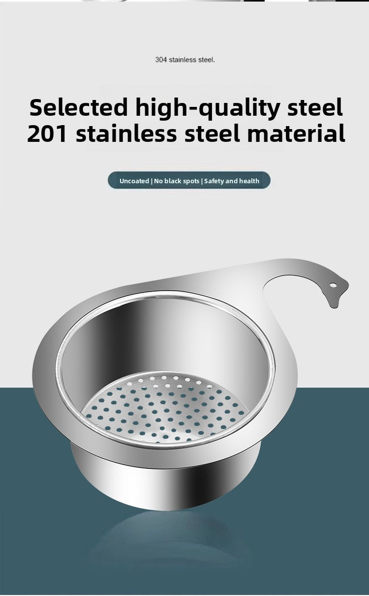 Stainless Steel Swan Drain Basket Hanging Drain Rack Kitchen Sink Special No-Drill Dry and Wet Separation Filter Basket