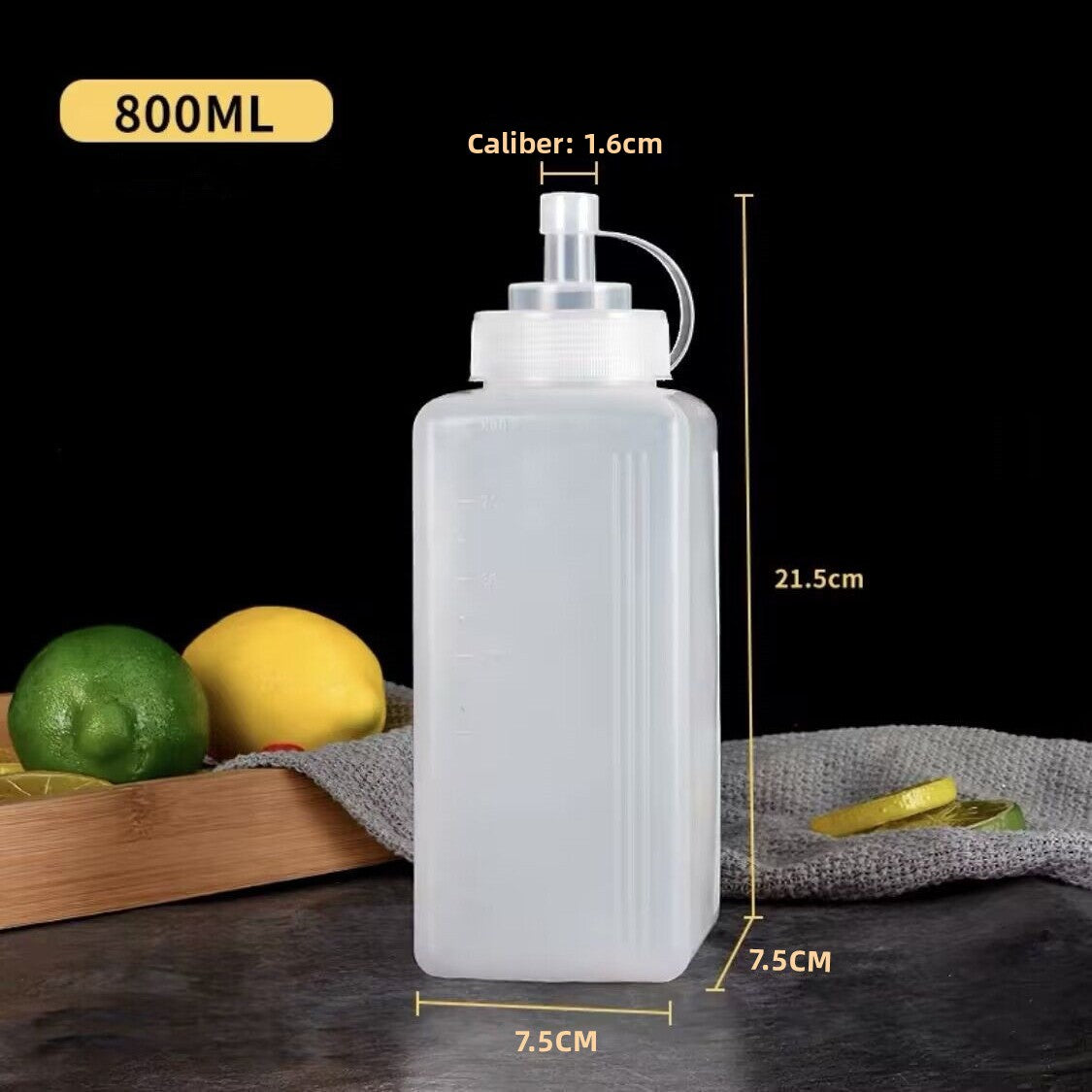 Large Diameter Lidded Spout Squeeze Bottle Household Transparent Plastic Squeeze Bottle Tomato Sauce Honey Bottle Seasoning Bottle Bottle