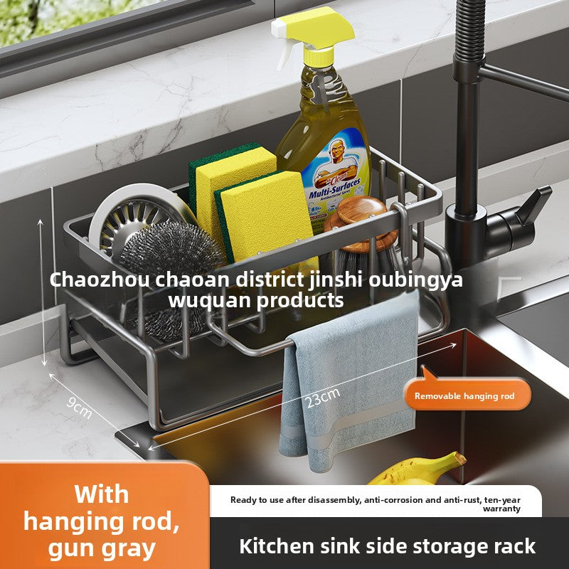 Dishcloth Rack Kitchen Storage Rack Sink Draining Basket Countertop Multifunctional Sponge Dishwashing Liquid Storage Rack