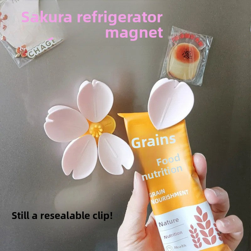 Magnetic Clip Sakura Sealing Clip Lotus Sealing Clip Refrigerator Magnet Food Bag Clip Snack Lotus Sealing Clip