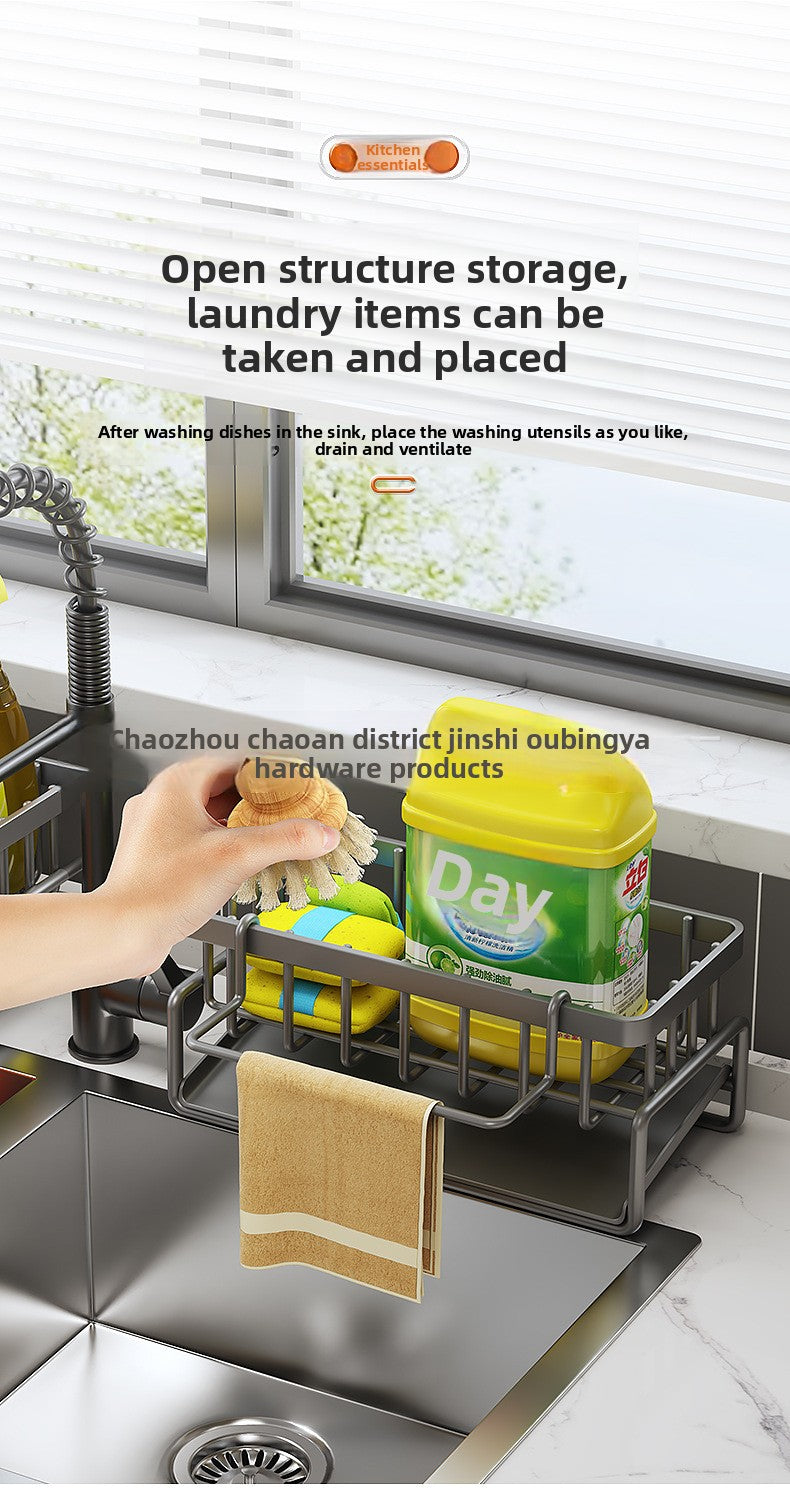 Dishcloth Rack Kitchen Storage Rack Sink Draining Basket Countertop Multifunctional Sponge Dishwashing Liquid Storage Rack