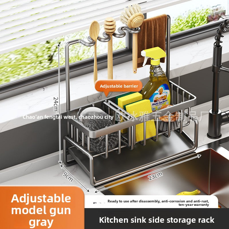 Dishcloth Rack Kitchen Storage Rack Sink Draining Basket Countertop Multifunctional Sponge Dishwashing Liquid Storage Rack