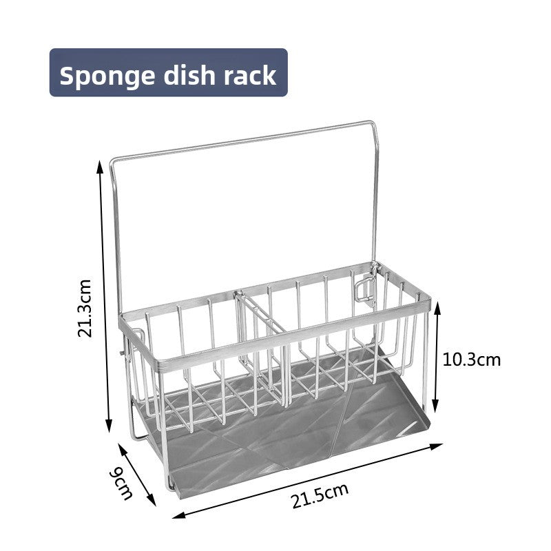 304 Stainless Steel Sponge Holder Sink Cloth Draining Rack Kitchen Supplies Countertop Multifunctional Storage Organizer