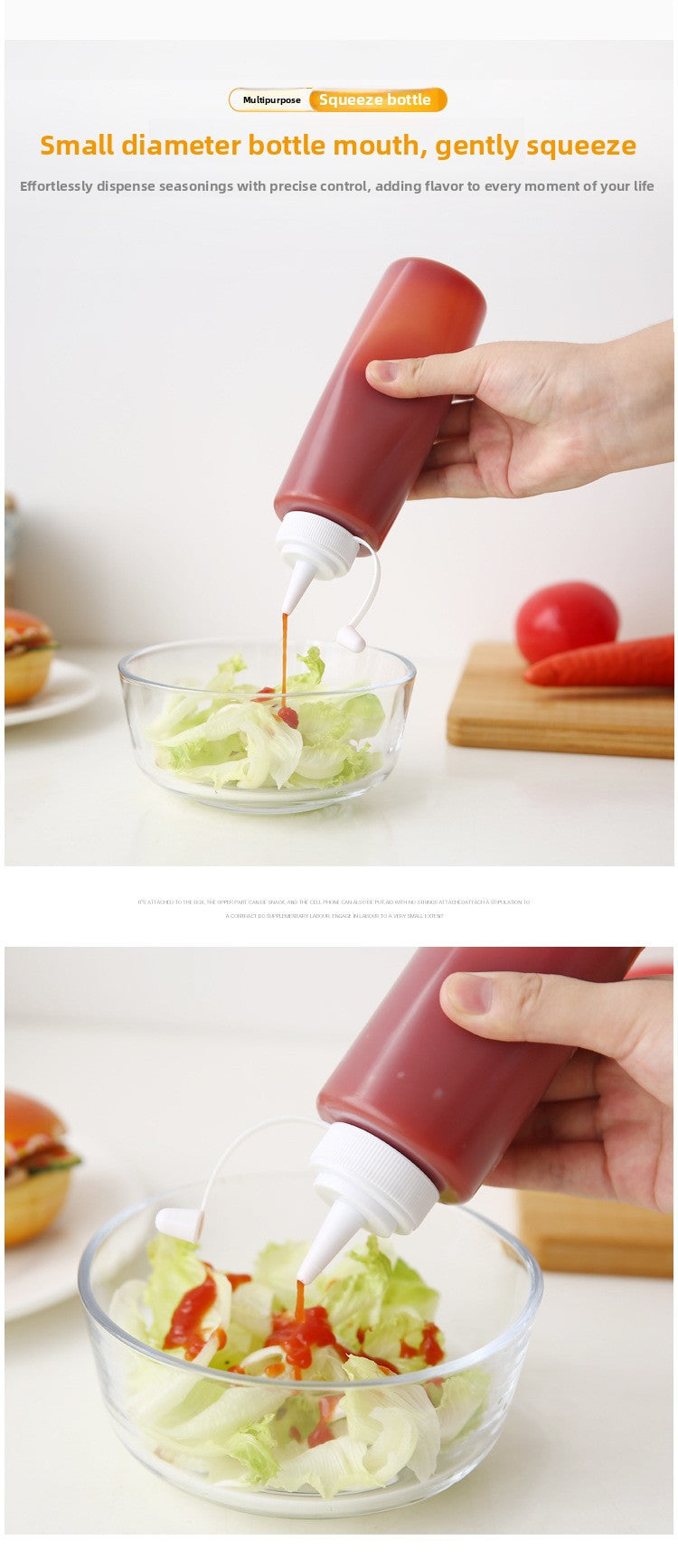 Large Diameter Lidded Spout Squeeze Bottle Household Transparent Plastic Squeeze Bottle Tomato Sauce Honey Bottle Seasoning Bottle Bottle