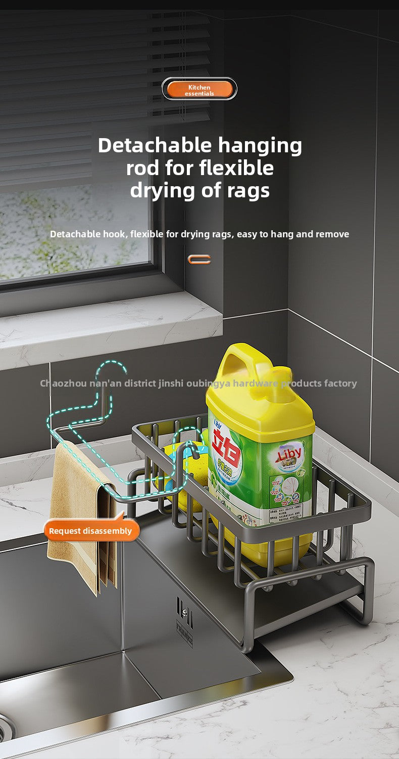 Dishcloth Rack Kitchen Storage Rack Sink Draining Basket Countertop Multifunctional Sponge Dishwashing Liquid Storage Rack