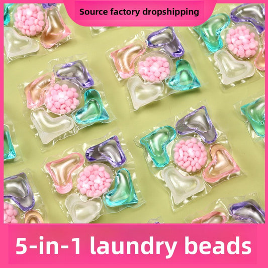 5-in-1 Laundry Pods Long-lasting Fragrance Pods Powerful Stain Removal Softening Antibacterial Mite Removal Laundry Pods Concentrated Laundry Detergent
