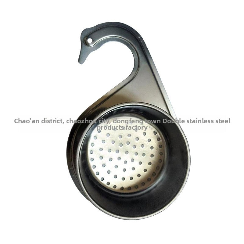 Stainless Steel Swan Drain Basket Hanging Drain Rack Kitchen Sink Special No-Drill Dry and Wet Separation Filter Basket
