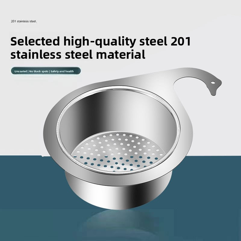 Stainless Steel Swan Drain Basket Hanging Drain Rack Kitchen Sink Special No-Drill Dry and Wet Separation Filter Basket