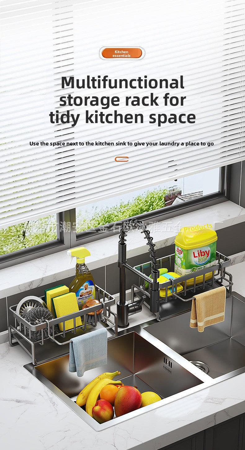 Dishcloth Rack Kitchen Storage Rack Sink Draining Basket Countertop Multifunctional Sponge Dishwashing Liquid Storage Rack