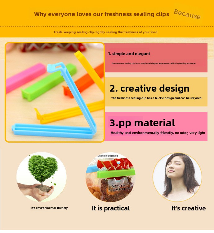 11cm Sealing Clip Food Sealing Clip Eco-friendly Plastic Bag Sealing Moisture-proof Clip