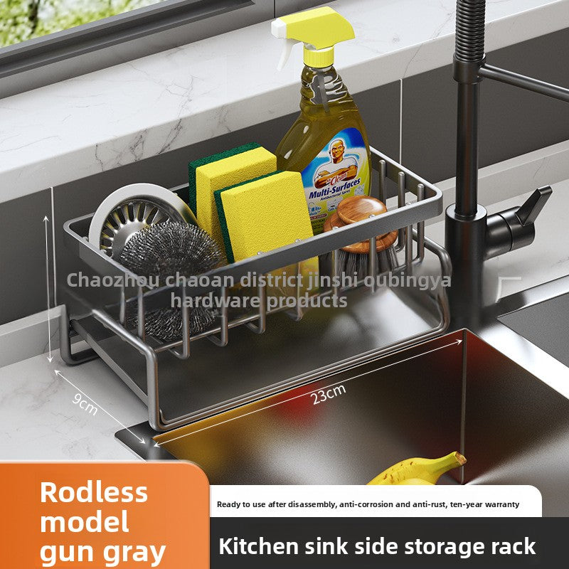 Dishcloth Rack Kitchen Storage Rack Sink Draining Basket Countertop Multifunctional Sponge Dishwashing Liquid Storage Rack