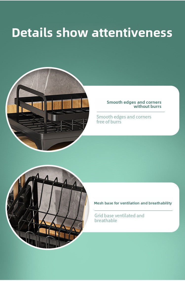 Kitchen Dish Rack Draining Rack Storage Rack Countertop Bowl Plate Bowl Chopstick Organizer Rack with Cup Holder Dish Rack