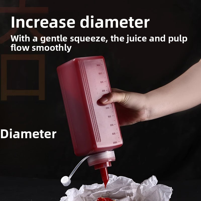 Large Diameter Lidded Spout Squeeze Bottle Household Transparent Plastic Squeeze Bottle Tomato Sauce Honey Bottle Seasoning Bottle Bottle