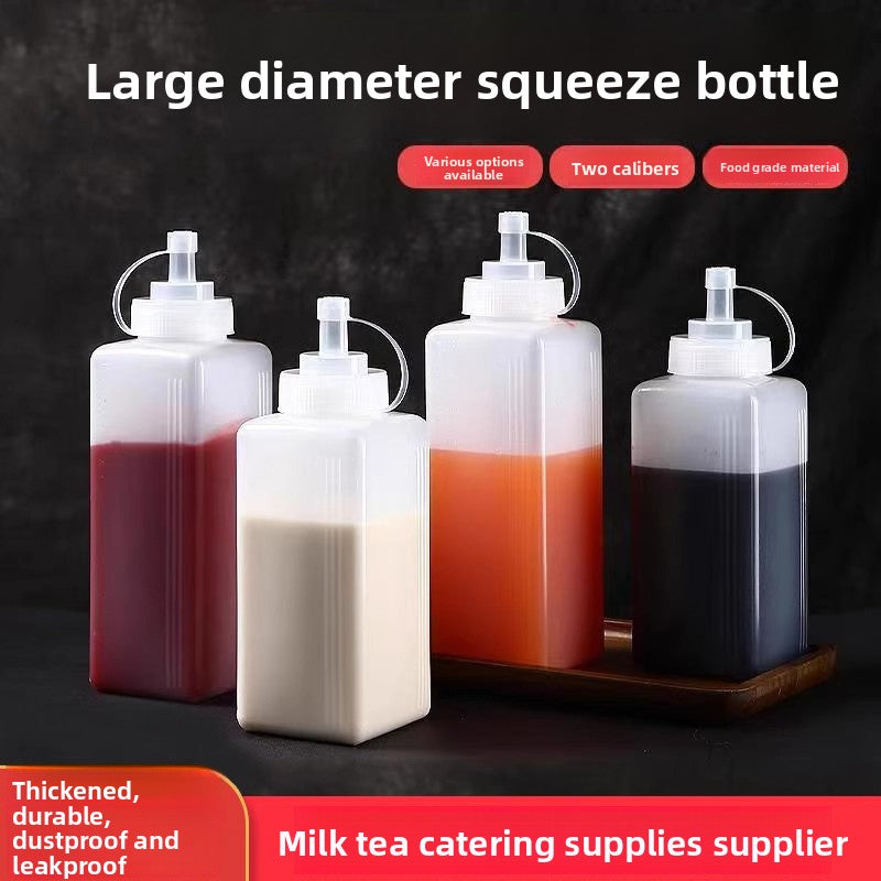 Large Diameter Lidded Spout Squeeze Bottle Household Transparent Plastic Squeeze Bottle Tomato Sauce Honey Bottle Seasoning Bottle Bottle