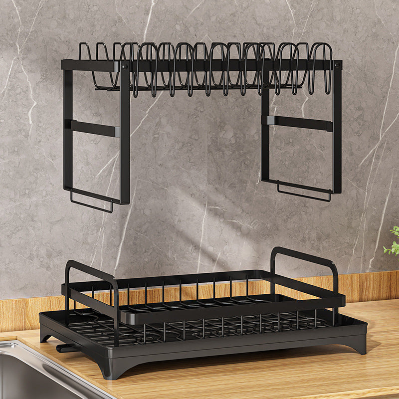 Kitchen Dish Rack Draining Rack Storage Rack Countertop Bowl Plate Bowl Chopstick Organizer Rack with Cup Holder Dish Rack