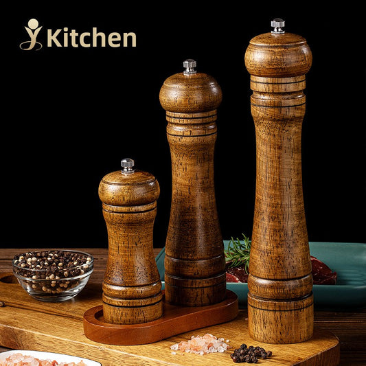 Manual 5inch 8inch 10inch Grinder Pepper Grinder Oak Wood Sichuan Pepper Freshly Ground Pepper Powder Seasoning Jar Grinder Bottle