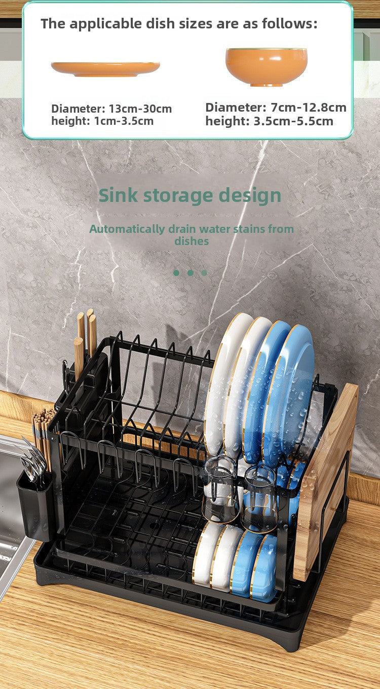 Kitchen Dish Rack Draining Rack Storage Rack Countertop Bowl Plate Bowl Chopstick Organizer Rack with Cup Holder Dish Rack