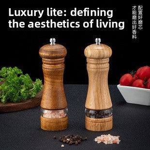 Manual 5inch 8inch 10inch Grinder Pepper Grinder Oak Wood Sichuan Pepper Freshly Ground Pepper Powder Seasoning Jar Grinder Bottle