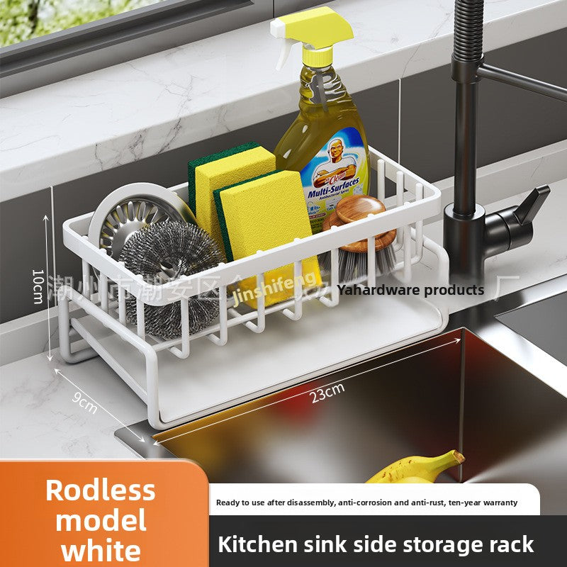 Dishcloth Rack Kitchen Storage Rack Sink Draining Basket Countertop Multifunctional Sponge Dishwashing Liquid Storage Rack