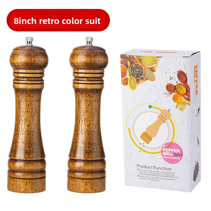 Manual 5inch 8inch 10inch Grinder Pepper Grinder Oak Wood Sichuan Pepper Freshly Ground Pepper Powder Seasoning Jar Grinder Bottle