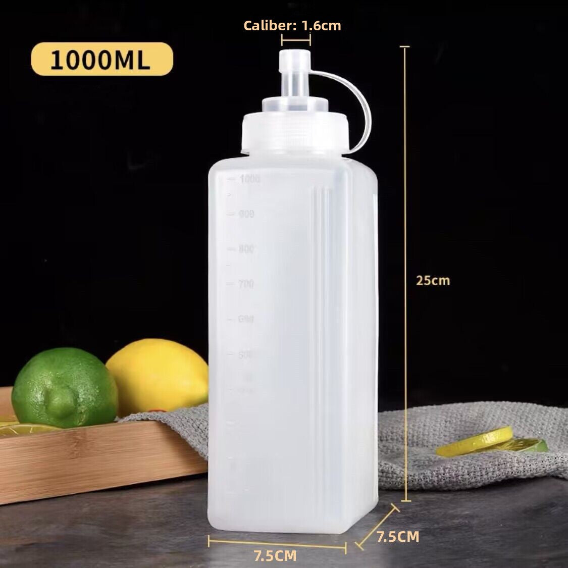 Large Diameter Lidded Spout Squeeze Bottle Household Transparent Plastic Squeeze Bottle Tomato Sauce Honey Bottle Seasoning Bottle Bottle