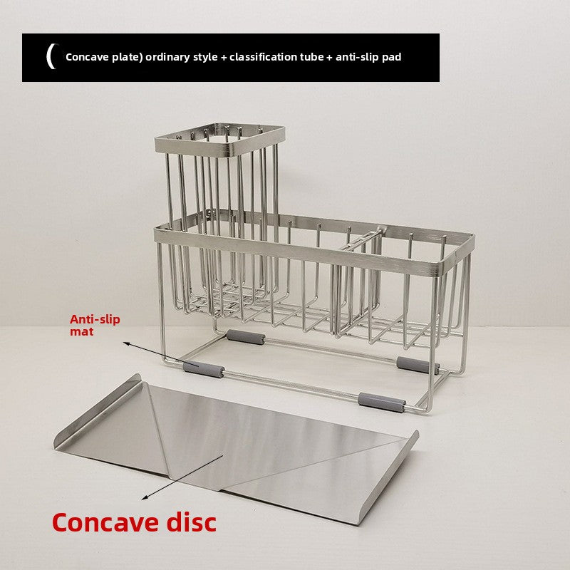 304 Stainless Steel Sponge Holder Sink Cloth Draining Rack Kitchen Supplies Countertop Multifunctional Storage Organizer
