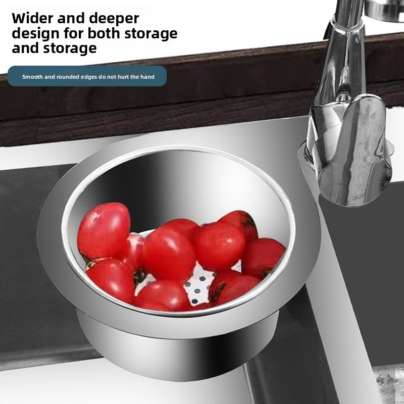 Stainless Steel Swan Drain Basket Hanging Drain Rack Kitchen Sink Special No-Drill Dry and Wet Separation Filter Basket