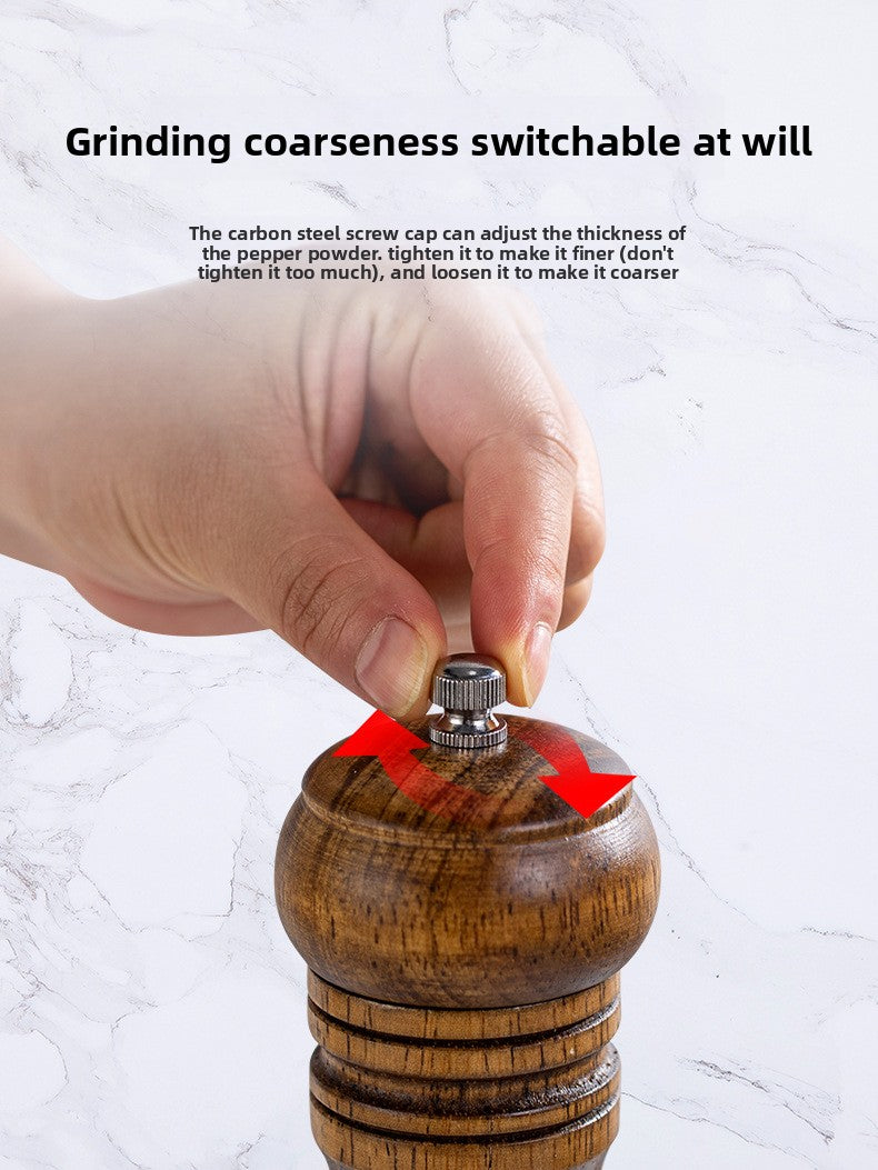Manual 5inch 8inch 10inch Grinder Pepper Grinder Oak Wood Sichuan Pepper Freshly Ground Pepper Powder Seasoning Jar Grinder Bottle