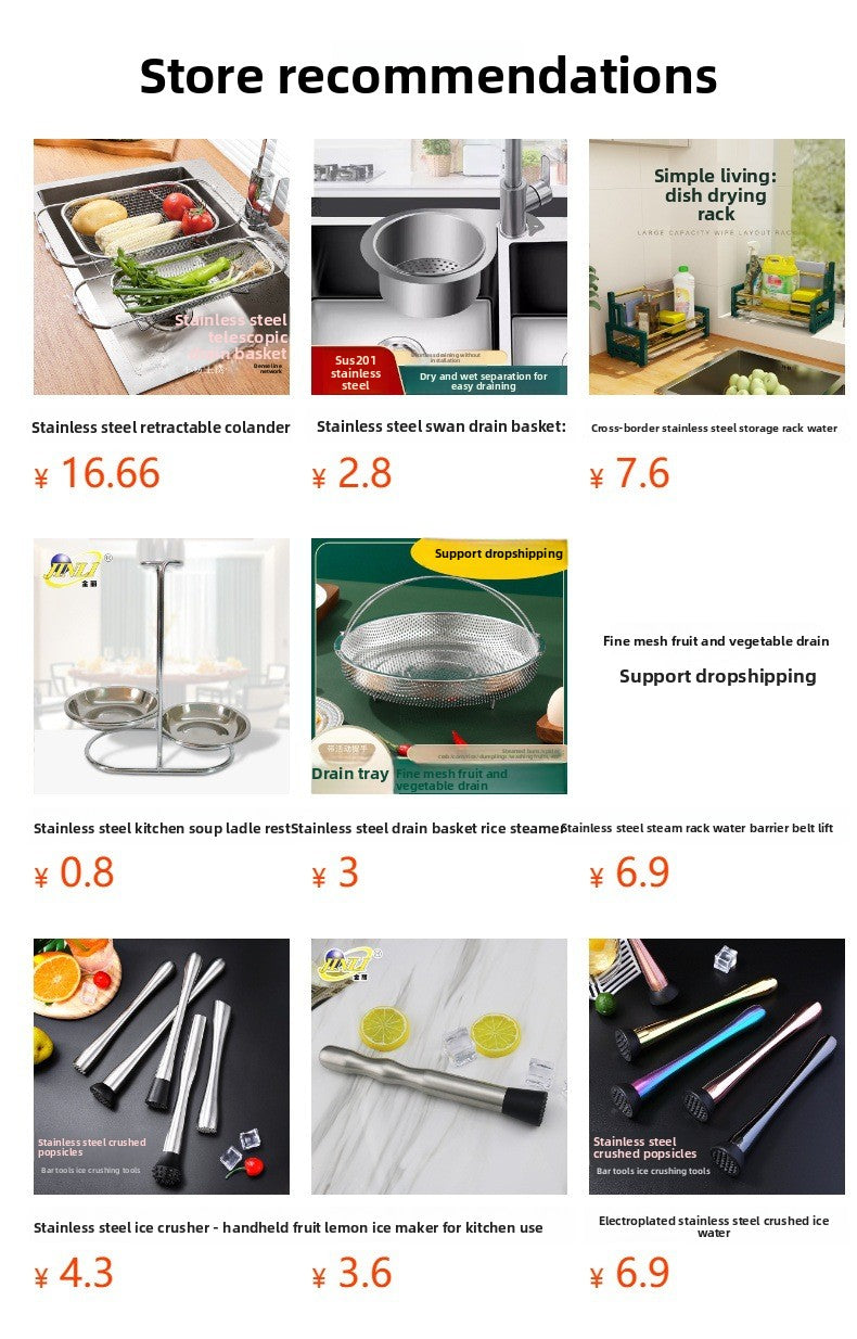 Stainless Steel Swan Drain Basket Hanging Drain Rack Kitchen Sink Special No-Drill Dry and Wet Separation Filter Basket