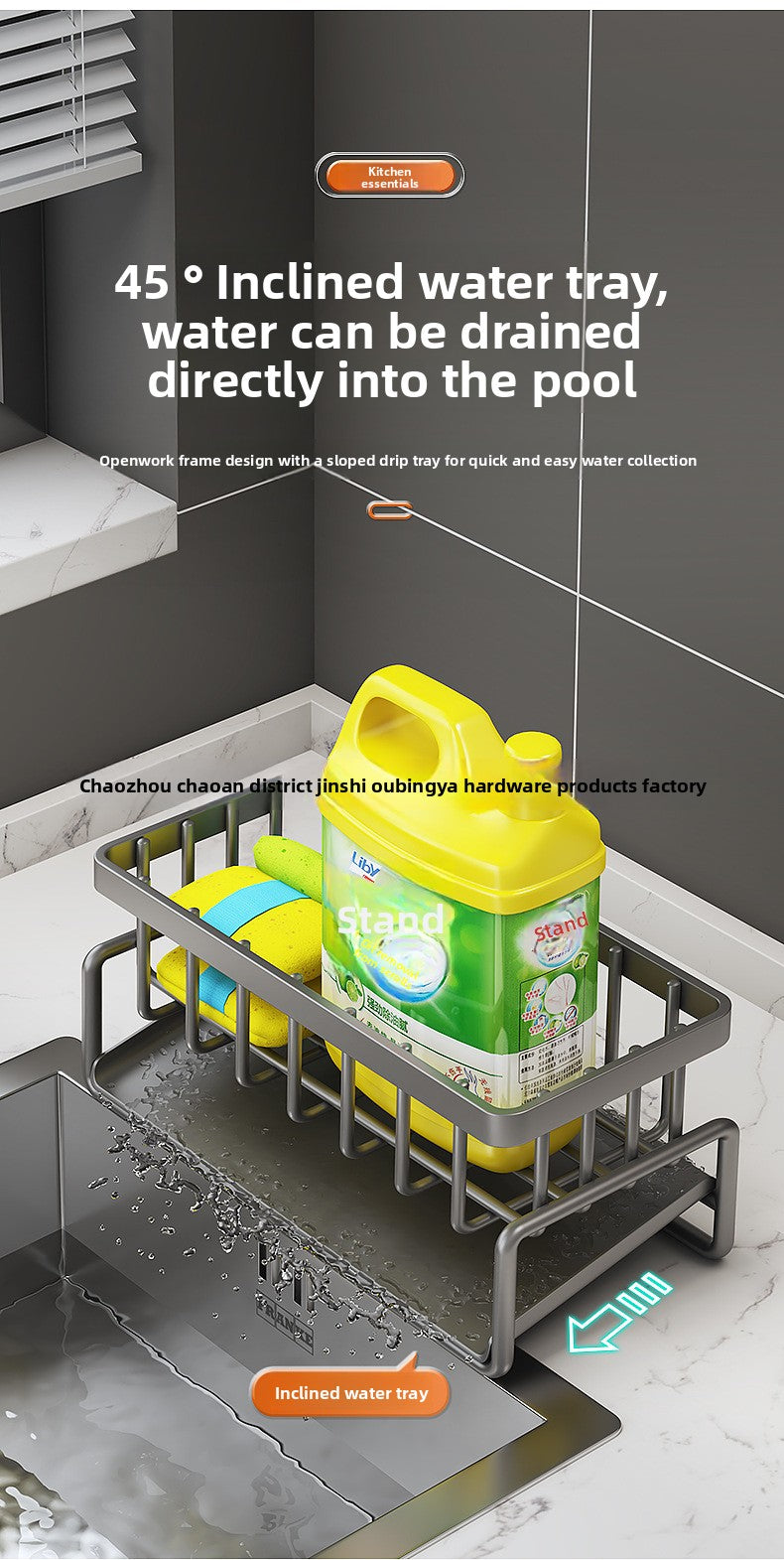 Dishcloth Rack Kitchen Storage Rack Sink Draining Basket Countertop Multifunctional Sponge Dishwashing Liquid Storage Rack