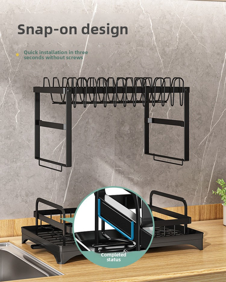 Kitchen Dish Rack Draining Rack Storage Rack Countertop Bowl Plate Bowl Chopstick Organizer Rack with Cup Holder Dish Rack