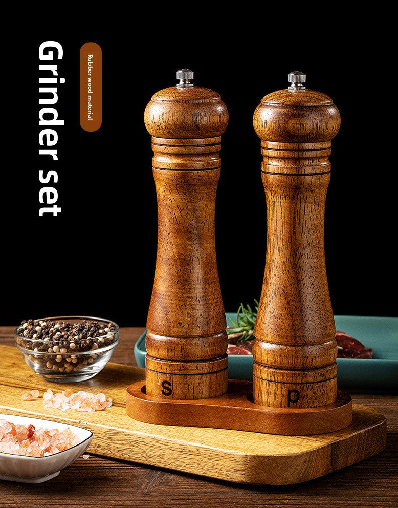 Manual 5inch 8inch 10inch Grinder Pepper Grinder Oak Wood Sichuan Pepper Freshly Ground Pepper Powder Seasoning Jar Grinder Bottle