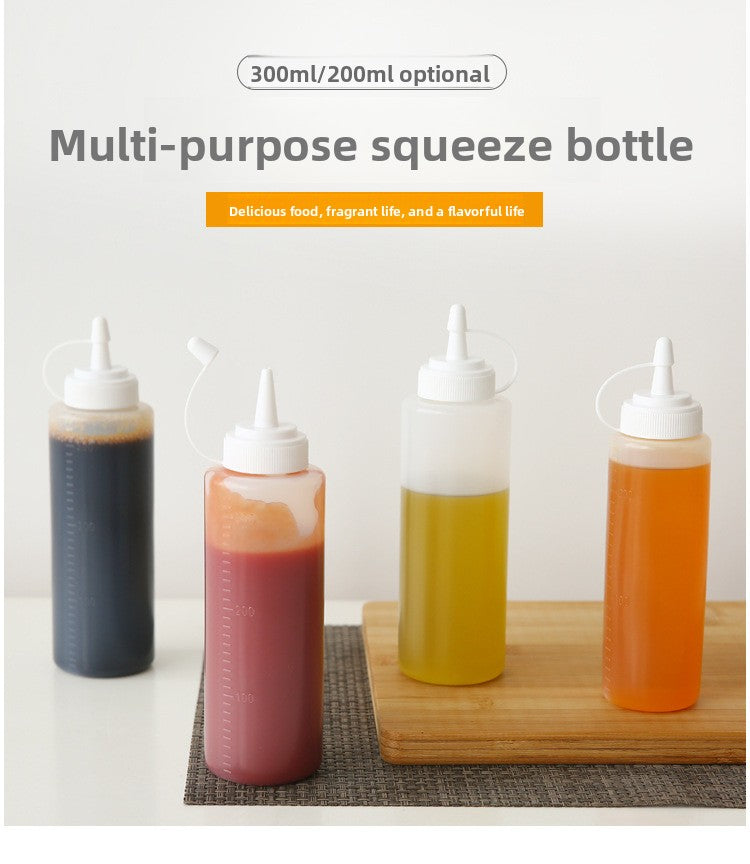Large Diameter Lidded Spout Squeeze Bottle Household Transparent Plastic Squeeze Bottle Tomato Sauce Honey Bottle Seasoning Bottle Bottle