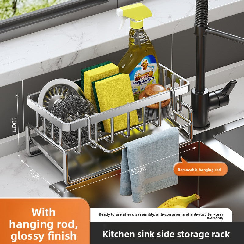 Dishcloth Rack Kitchen Storage Rack Sink Draining Basket Countertop Multifunctional Sponge Dishwashing Liquid Storage Rack
