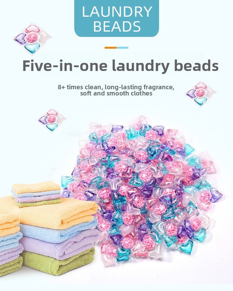 5-in-1 Laundry Pods Long-lasting Fragrance Pods Powerful Stain Removal Softening Antibacterial Mite Removal Laundry Pods Concentrated Laundry Detergent