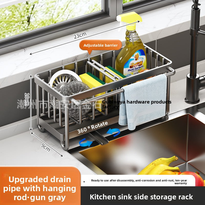 Dishcloth Rack Kitchen Storage Rack Sink Draining Basket Countertop Multifunctional Sponge Dishwashing Liquid Storage Rack
