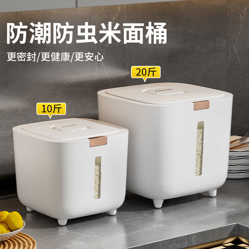 Rice Bucket Household Insect-Proof Moisture-Proof Sealed Food Grade Rice Container Rice Bin Flour High-End Storage Tank Rice Storage Box