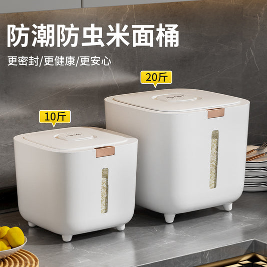 Rice Bucket Household Insect-Proof Moisture-Proof Sealed Food Grade Rice Container Rice Bin Flour High-End Storage Tank Rice Storage Box