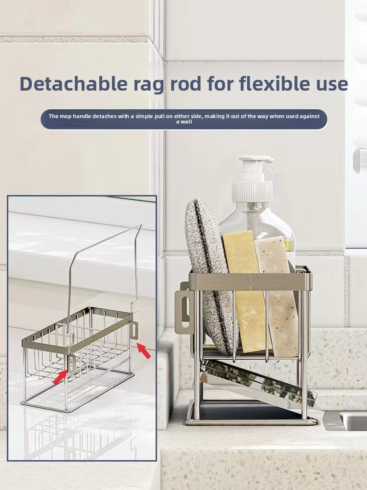 304 Stainless Steel Sponge Holder Sink Cloth Draining Rack Kitchen Supplies Countertop Multifunctional Storage Organizer