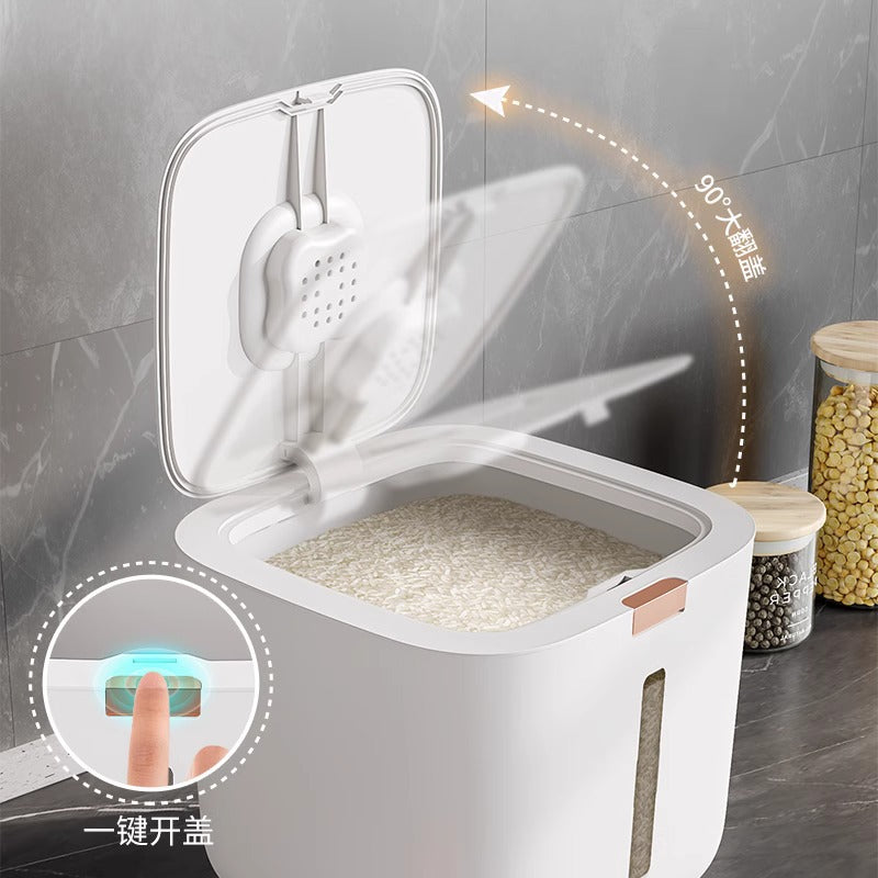Rice Bucket Household Insect-Proof Moisture-Proof Sealed Food Grade Rice Container Rice Bin Flour High-End Storage Tank Rice Storage Box