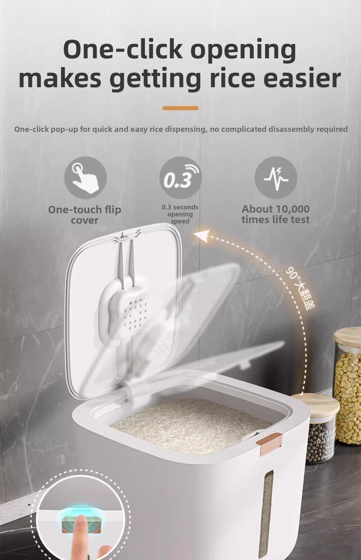 Rice Bucket Household Insect-Proof Moisture-Proof Sealed Food Grade Rice Container Rice Bin Flour High-End Storage Tank Rice Storage Box