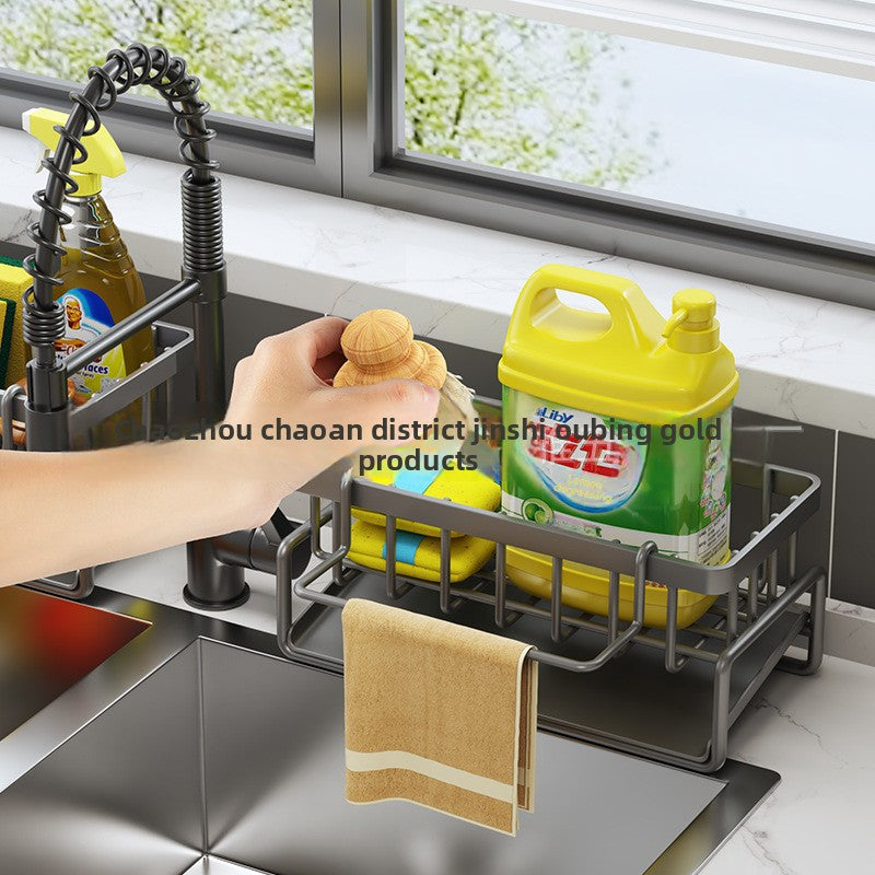 Dishcloth Rack Kitchen Storage Rack Sink Draining Basket Countertop Multifunctional Sponge Dishwashing Liquid Storage Rack