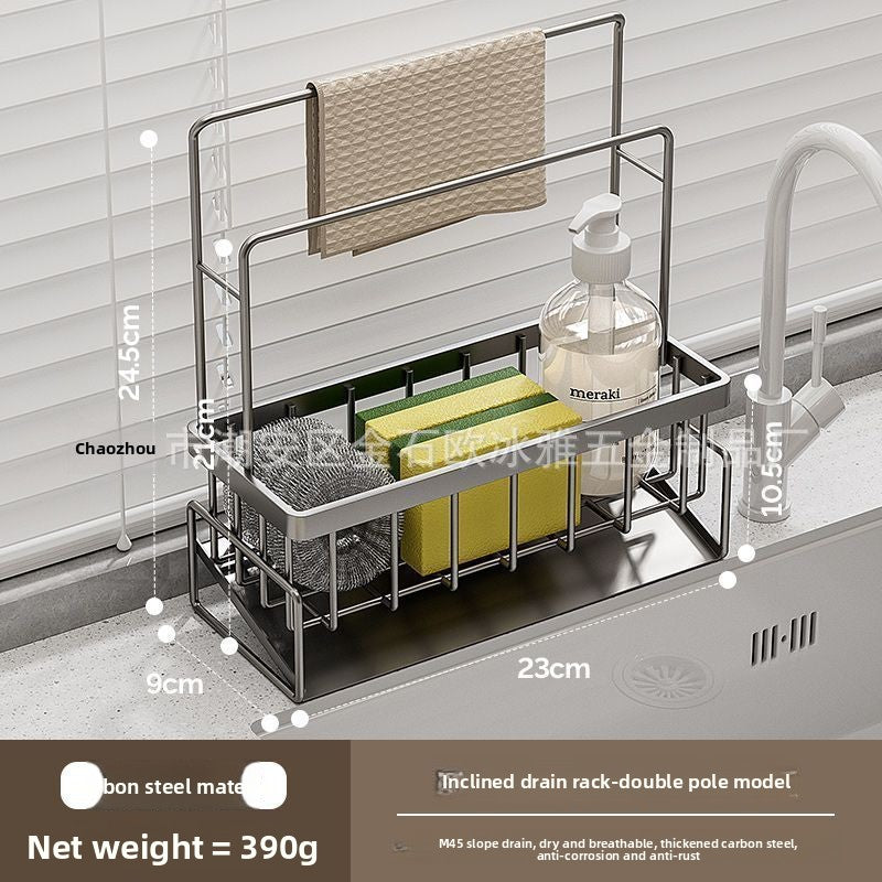 Dishcloth Rack Kitchen Storage Rack Sink Draining Basket Countertop Multifunctional Sponge Dishwashing Liquid Storage Rack