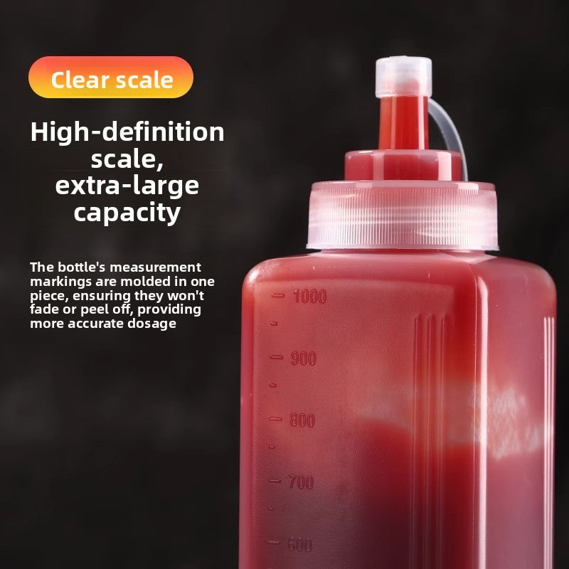 Large Diameter Lidded Spout Squeeze Bottle Household Transparent Plastic Squeeze Bottle Tomato Sauce Honey Bottle Seasoning Bottle Bottle