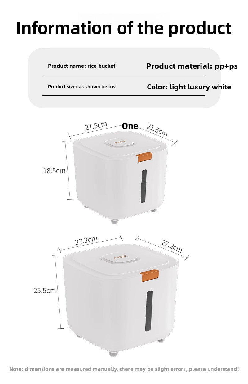 Rice Bucket Household Insect-Proof Moisture-Proof Sealed Food Grade Rice Container Rice Bin Flour High-End Storage Tank Rice Storage Box